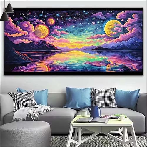 Malen Nach Zahlen Verträumt DIY Malen nach Zahlen Wolken für Erwachsene,DIY Öl Leinwand Gemälde Anfänger,DIY Malen Nach Zahlen mit Pinseln und Acrylfarben,für Wall Décor (Ohne Rahmen) 60x180cm V-517 von Cexeqee