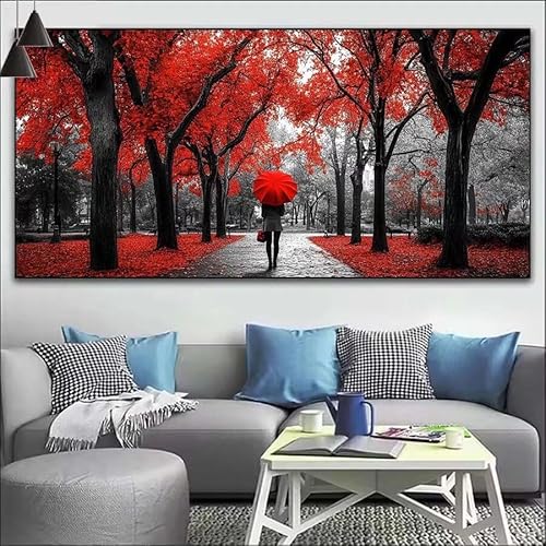 Malen Nach Zahlen Wald DIY Malen nach Zahlen Baum für Erwachsene, DIY Öl Gemälde Anfänger für Kinder, DIY Malen Nach Zahlen mit Pinseln und Acrylfarben, für Wall Décor (Ohne Rahmen) 60x180cm V-552 von Cexeqee