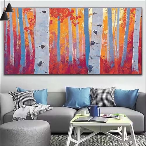 Malen Nach Zahlen Wald DIY Malen nach Zahlen Baum für Erwachsene, DIY Öl Gemälde Anfänger für Kinder, DIY Malen Nach Zahlen mit Pinseln und Acrylfarben, für Wall Décor (Ohne Rahmen) 80x220cm V-422 von Cexeqee