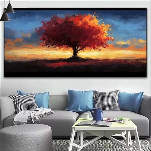 Malen Nach Zahlen Wald DIY Malen nach Zahlen Baum für Erwachsene, DIY Öl Gemälde Anfänger für Kinder, DIY Malen Nach Zahlen mit Pinseln und Acrylfarben, für Wall Décor (Ohne Rahmen) 80x220cm V-526 von Cexeqee