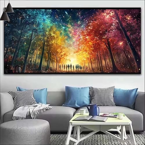 Malen Nach Zahlen Wald DIY Malen nach Zahlen Traum für Erwachsene, DIY Öl Gemälde Anfänger für Kinder, DIY Malen Nach Zahlen mit Pinseln und Acrylfarben, für Wall Décor (Ohne Rahmen) 90x260cm V-191 von Cexeqee