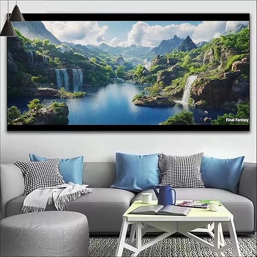 Malen Nach Zahlen Wald DIY Malen nach Zahlen Wasserfall für Erwachsene, DIY Öl Leinwand Gemälde Anfänger, DIY Malen Nach Zahlen mit Pinseln und Acrylfarben, für Wall Décor (Ohne Rahmen) 80x220cm V-445 von Cexeqee