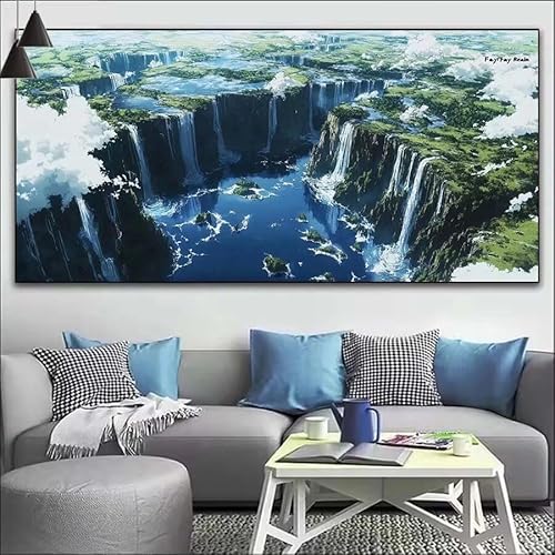 Malen Nach Zahlen Wasserfall DIY Malen nach Zahlen Landschaft für Erwachsene, DIY Öl Gemälde Anfänger, DIY Malen Nach Zahlen mit Pinseln und Acrylfarben, für Wall Décor (Ohne Rahmen) 50x125cm V-446 von Cexeqee