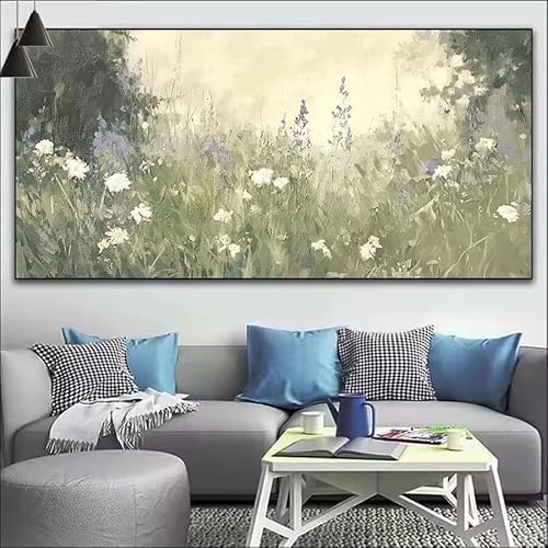 Malen Nach Zahlen Weiß DIY Malen nach Zahlen Blume für Erwachsene, DIY Öl Gemälde Anfänger für Kinder, DIY Malen Nach Zahlen mit Pinseln und Acrylfarben, für Wall Décor (Ohne Rahmen) 60x155cm V-524 von Cexeqee