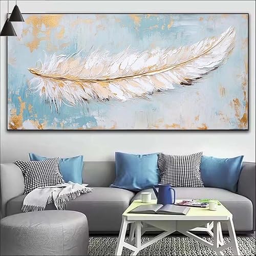 Malen Nach Zahlen Weiß DIY Malen nach Zahlen Feder für Erwachsene, DIY Öl Gemälde Anfänger für Kinder, DIY Malen Nach Zahlen mit Pinseln und Acrylfarben, für Wall Décor (Ohne Rahmen) 80x220cm V-507 von Cexeqee