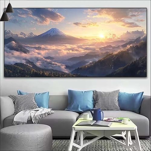 Malen Nach Zahlen Wolke DIY Malen nach Zahlen Berg für Erwachsene, DIY Öl Gemälde Anfänger für Kinder, DIY Malen Nach Zahlen mit Pinseln und Acrylfarben, für Wall Décor (Ohne Rahmen) 80x220cm V-400 von Cexeqee