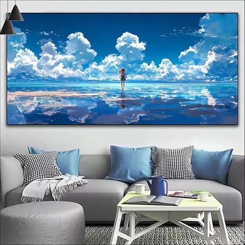 Malen Nach Zahlen Wolken DIY Malen nach Zahlen Mädchen für Erwachsene, DIY Öl Leinwand Gemälde Anfänger, DIY Malen Nach Zahlen mit Pinseln und Acrylfarben, für Wall Décor (Ohne Rahmen) 90x260cm V-159 von Cexeqee