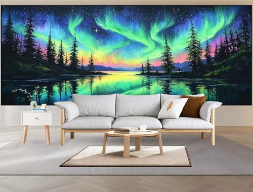 Malen nach Zahlen Erwachsene Aurora Malen nach Zahlen ab 9 jahre,Groß Paint by Numbers Wald mit Pinseln Acrylfarbe Paint by Numbers Kinder DIY Handgemalt Ölgemälde Wanddeko Geschenke,40x80cm D79 von Cexeqee