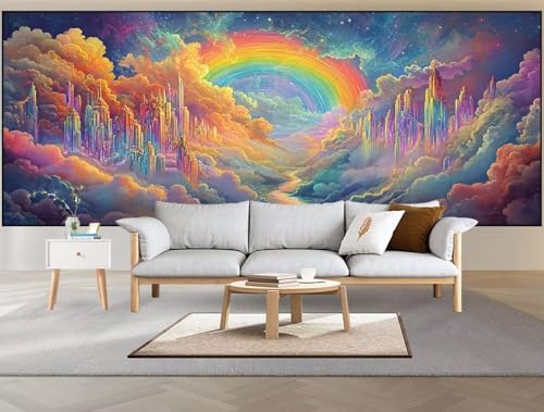 Malen nach Zahlen Erwachsene Groß 100x200cm,Malen nach Zahlen Cartoon Paint by Numbers Regenbogen Paint by Numbers Kinder,Handgemalt Ölgemälde mit Pinseln Acrylfarbe,DIY Leinwand Bastelset Gifts E1 von Cexeqee