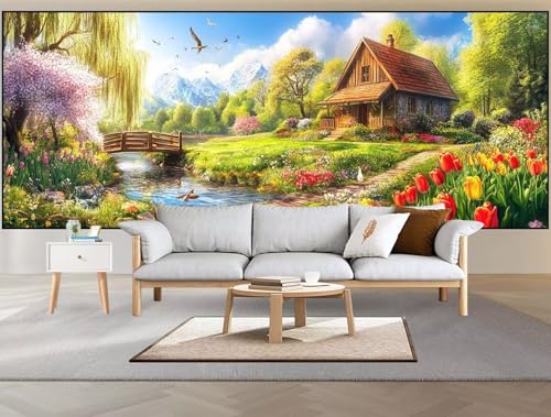 Malen nach Zahlen Erwachsene Groß 100x200cm,Malen nach Zahlen Garten Paint by Numbers Brücke Paint by Numbers Kinder,Handgemalt Ölgemälde mit Pinseln Acrylfarbe,DIY Leinwand Bastelset Geschenke D68 von Cexeqee