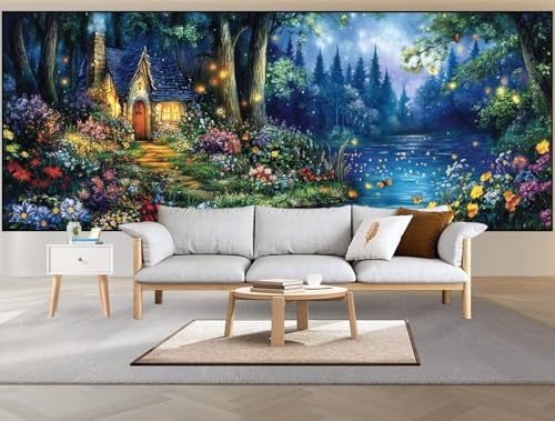 Malen nach Zahlen Erwachsene Groß 100x300cm,Malen nach Zahlen Cartoon Paint by Numbers Wald Paint by Numbers Kinder,Handgemalt Ölgemälde mit Pinseln Acrylfarbe,DIY Leinwand Bastelset Geschenke E19 von Cexeqee