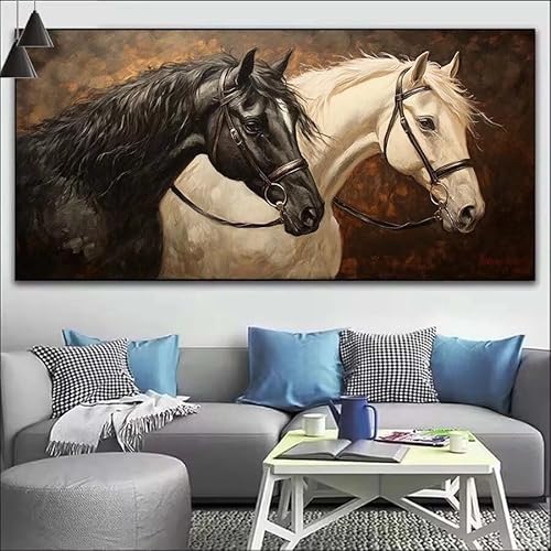 Pferd Malen Nach Zahlen Erwachsene Kit, Malen Nach Zahlen Tier Anfänger DIY Paint by Numbers mit Pinseln und Acrylfarben, DIY Ölgemälde Leinwand Basteln Set für Wall Deco (Ohne Rahmen) 20x60cm V-531 von Cexeqee