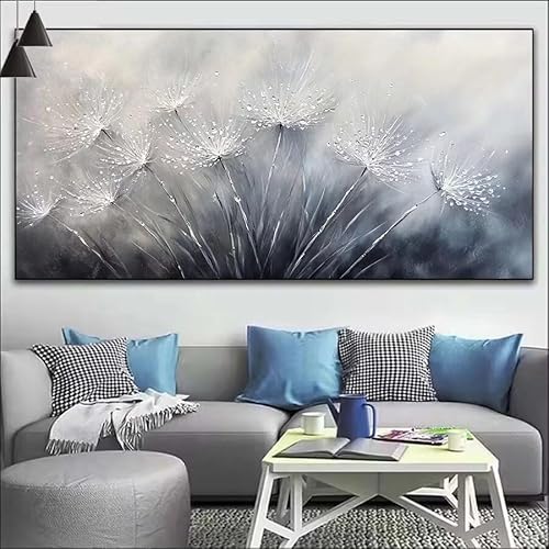 Traum Malen Nach Zahlen Erwachsene Kit,Malen Nach Zahlen Löwenzahn Anfänger DIY Paint by Numbers mit Pinseln und Acrylfarben,DIY Ölgemälde Leinwand Basteln Set Wall Deco (Ohne Rahmen) 40x110cm V-183 von Cexeqee