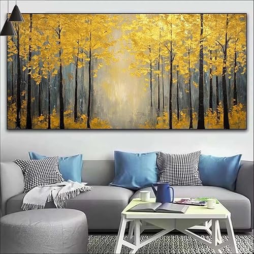 Wald Malen Nach Zahlen Erwachsene Kit, Malen Nach Zahlen Baum Anfänger DIY Paint by Numbers mit Pinseln und Acrylfarben, DIY Ölgemälde Leinwand Basteln Set für Wall Deco (Ohne Rahmen) 20x60cm V-498 von Cexeqee