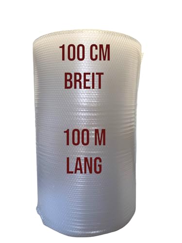 Luftpolsterfolie 100cm x 100m | Verpackungsfolie | Luftpolster Rolle | Blisterfolie | Noppenfolie | Polsterfolie Umzug 1m Knallfolie | Polstermaterial Versand Transparent 100 Meter | Käteschutzfolie von Cey