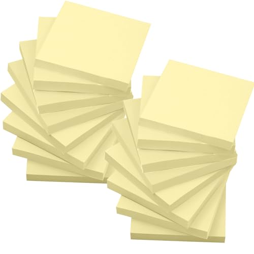 16 Blöcken 1600 Stück Haftnotizen Kanariengelb, 76 x 76 mm Klebezettel Wiederaufklebbar Sticky Notes für Büro Haus von Ceysin