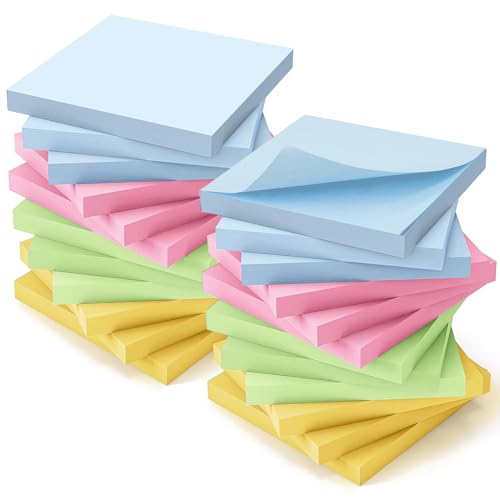 2400 Stück Haftnotizen Klebezettel - 76 x 76mm Sticky Notes, Selbstklebende Haftnotizzettel Klebezettel bunt zettel farbig Notizblöcke für Büro Haus, 24 Packung 4 Farben von Ceysin