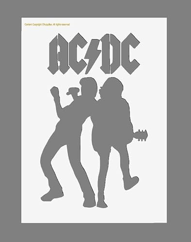 Mylar-Schablone "AC DC Rock Group", wiederverwendbar, A5/A4/A3, Größe 190 Mikron (2) (190 Mikron (A4, 297 mm x 210 mm) von Cfsupplies Stencil Store