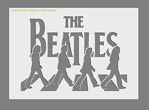 Mylar-Schablone "The Beatles Abbey Road", wiederverwendbar, Wandkunst, A5/A4/A3, 190 Mikron (3) (190 Mikron (A4), 297 mm x 210 mm) von Cfsupplies Stencil Store