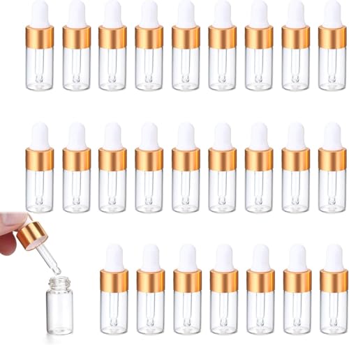 ChAusa 25 Stücke Mini Pipettenflasche, 3ml Transparente Plastikflasche, Nachfüllbarer Kleiner Probenfläschchen-Behälter, mit Tropfpipette für Ätherisches Öl, Aromatherapie, Massage, Duftöl Probe von ChAusa