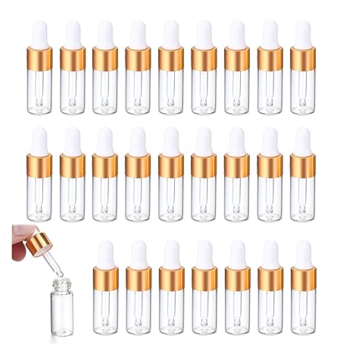 ChAusa 25 Stücke Mini Pipettenflasche, 5ml Transparente Plastikflasche, Nachfüllbarer Kleiner Probenfläschchen-Behälter, mit Tropfpipette, für Ätherisches Öl, Aromatherapie, Massage, Duftöl Probe von ChAusa