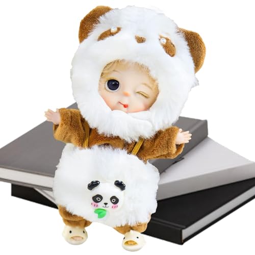 Chaies Puppenplüsch,Puppenplüschtiere, Süße realistische Puppe, Wiedergeborenes Puppenspielzeug, kleine Puppe mit abnehmbarer Panda-Kleidung, echte Puppen für Kinder von Chaies
