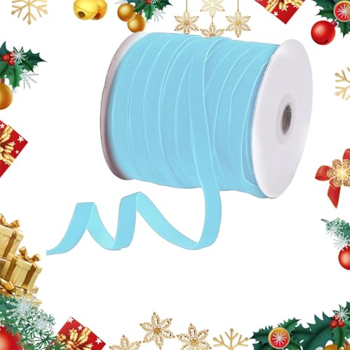 Chaies Weihnachts-Samtband, Nylon-Samtband,50 Yards Bastelband mit Spule - 3/8 Zoll breites Nylonband für Weihnachtsbaum, Blumenstrauß, Kranzdekorationen, Schleifenherstellung von Chaies