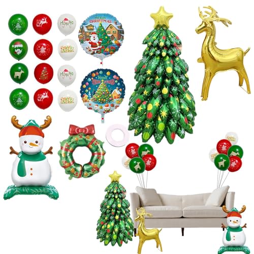 Chaies Weihnachtsbaum-Ballon-Set, Weihnachtsbaum-Ballons-Dekorationen | Selbststehender aufblasbarer Ballon-Bausatz - Exquisite Ballon-Design-Atmosphärendekoration für Innenwohnzimmer, Garten, von Chaies