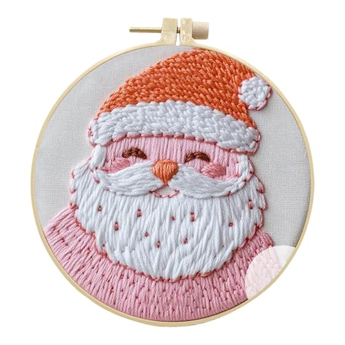 Chaies Winter-Stickset, Weihnachts-Stickset für Erwachsene - Handstickmuster-Nähsets für Erwachsene und Kinder,Stick-Übungsset, vielseitiges Nadelspitzen-Reifen-Set für Büros und Wohnzimmer von Chaies