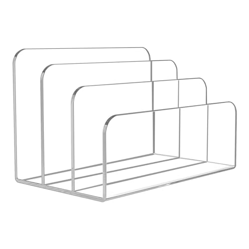 Transparenter Acryl-Aktenhalter, 3 Abschnitte, Vertikaler Schreibtisch-Organizer, 17,5 X 10,1 X 10,3 Cm Transparenter Acryl-Aktenhalter, Verdicken Acryl Akten Organizer Büro-Aktenordner Ständer von Chaies