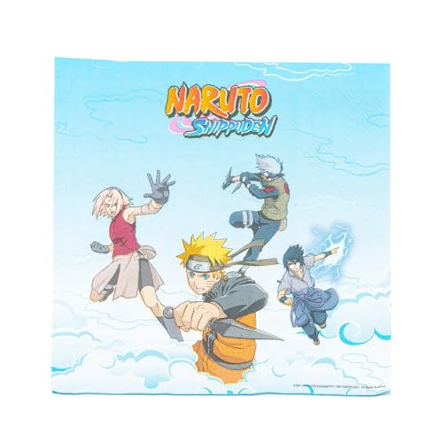 20 Papierservietten, Naruto, Shippuden, 33 cm, Blau von Chaks