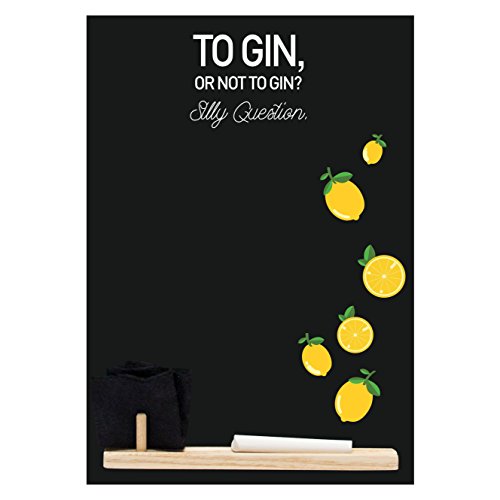 Kreidetafeln UK klein Memo Board/Kreidetafel/Tafel/Küche Kreidetafel mit bedruckt Gin Dumme Frage Artwork Holz, Kreide & Filz Radiergummi. Booth Design Range., Holz, schwarz, 29,7 x 20,7 x 1 cm von Chalkboards UK