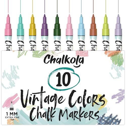 Chalkola 10 Pastell Kreidestifte für Tafel & Fenster 1mm | Ideal als Fensterstifte, Kreidestift, Kreidemarker, Folienstift, Glasmalstifte, Tafelstift & Whiteboard Marker | Feucht abwischbar von Chalkola