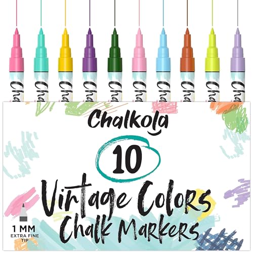 Chalkola 10 Pastell Kreidestifte für Tafel & Fenster 1mm | Ideal als Fensterstifte, Kreidestift, Kreidemarker, Folienstift, Glasmalstifte, Tafelstift & Whiteboard Marker | Feucht abwischbar von Chalkola