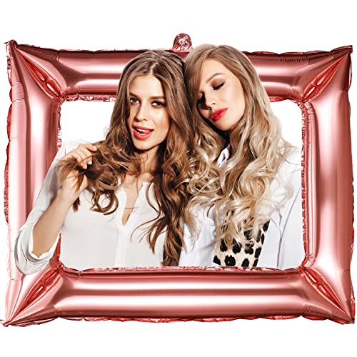 Chalyna 2 Stück Fotorahmen Requisiten Folienballon Aufblasbare Bilderrahmen Personalisierter Selfie Rahmen Aufblasbare Foto Requisiten für Erwachsene Geburtstag Party Hochzeit Deko Präsent, Rosegold von Chalyna