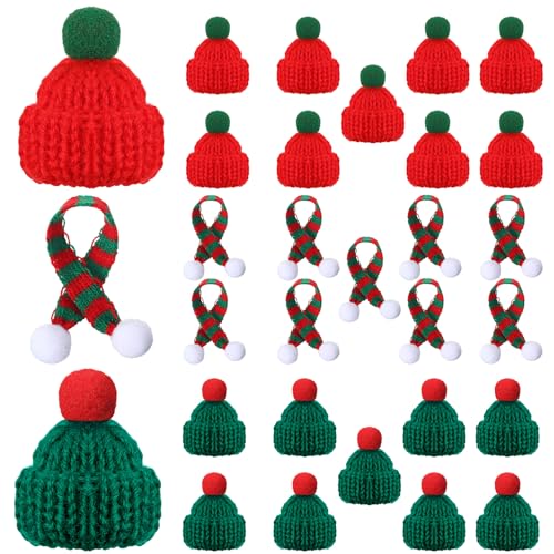 Chalyna Mini-Hüte zum Basteln, Stricken, kleine Schneemannmützen, Mini-Weihnachtsmützen und Schals, kleine Weihnachtsmannmützen, Elfenhüte, Mini-Partyhut, Weihnachtsdekoration, niedlicher Zwerg, von Chalyna