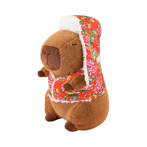 Capybara Plüschtier, Plüschtier Capybara mit Hüte und Kleidung, Niedlichen Simulation Capybara Plüschtier, Plüsch Kissen Puppe Spielzeug Geschenk für Fans Kinder (35 cm,braun) von Champracer