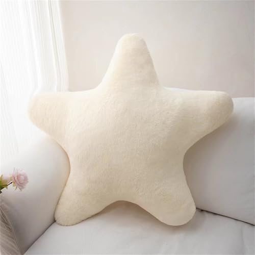 Champracer Kissen Stern Plüschkissen, Kuschelkissen Kinder, Weiche Flauschige Sternform Zierkissen, Stern Wurfkissen für Mädchen & Jungen Zuhause Schlafzimmer (Milchweiß,18 cm) von Champracer