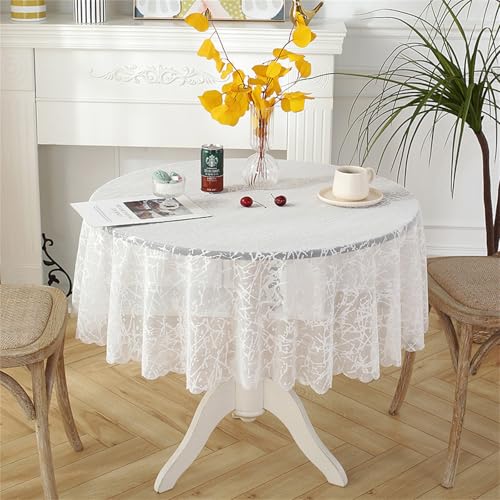 Tischdecke, Runde Spitze Tischdecke, Vintage Blumenmuster Table Cloth, Abwaschbar Tischtuch für Garten Balkon Zuhause Hochzeit Festival Dekoration (C,150 cm) von Champracer