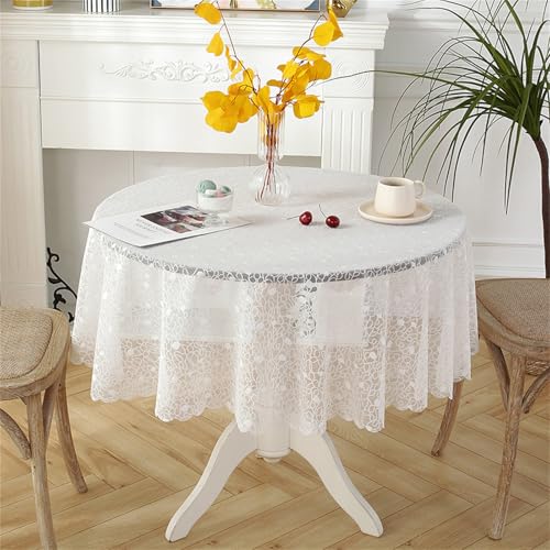 Tischdecke, Runde Spitze Tischdecke, Vintage Blumenmuster Table Cloth, Abwaschbar Tischtuch für Garten Balkon Zuhause Hochzeit Festival Dekoration (G,120 cm) von Champracer