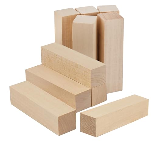 10 Stk Holzblöcke zum Schnitzen, Natürlich Lindenholz Kit, Basswood Holzschnitzholz, Unbehandelt Schnitzblock Basswood, Basswood Carving Blocks für kinder Erwachsene DIY Schnitzen (10 * 2.5 * 2.5cm) von ChaneeHann