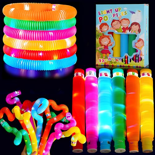 ChaneeHann 12 Stücke LED Leuchtspielzeug,LED Stretchrohr,Party Supplies Leuchtstäbe, Fidget Toys Knicklichter,Leuchtstab Armbänder Party Deko, Leuchtende Armbänder Party Deko von ChaneeHann