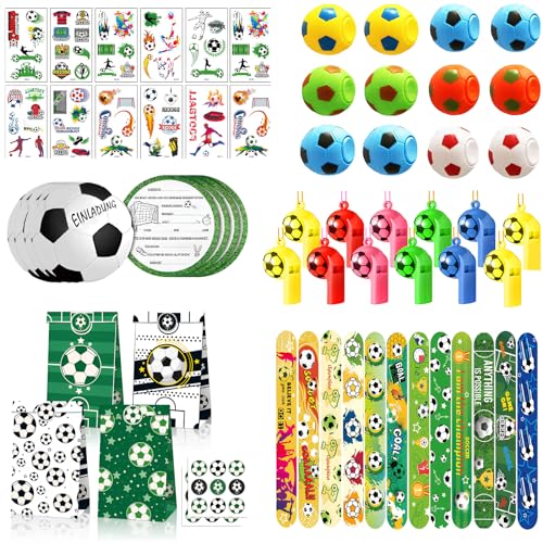 90Pcs Fußball Party Mitgebsel Kinder, Fussball Partytüten Set ,Fußball Set for Kindergeburtstag Gastgeschenk mit Fußball Trillerpfeife,Flummi Springball, Fußball Tattoos,Partei Geschenk Taschen von ChaneeHann