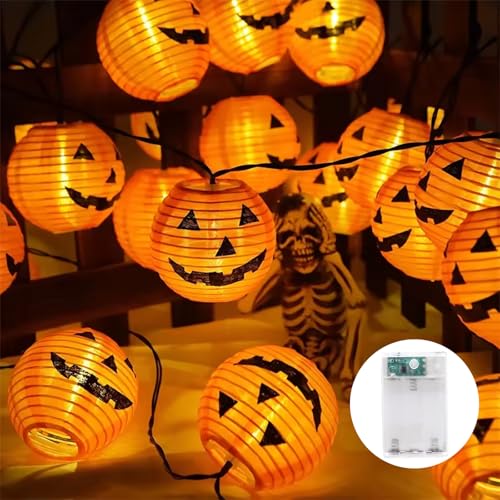 Halloween Dekoration Lichterkette,6M 40 LED Orange Kürbis Lampion Lichterkette mit Batteriebetrieben,2 Modi Wasserdicht Halloween Lichterkette für Außen Innen, Allerheiligen, Halloween Dekorations von ChaneeHann