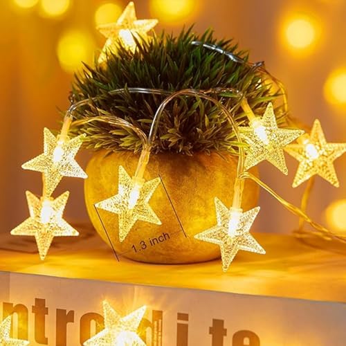 Changtai LED Sterne Lichterketten, 1.5M/3M LED Batteriebetriebene Lichterkette Weihnachtsbeleuchtung Außen Deko für Hochzeit Weihnachten Outdoor Garten Balkon Zimmer Party von Changtai