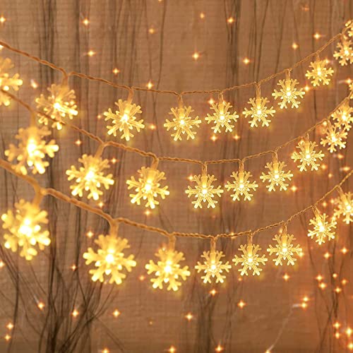 Changtai Schneeflocke Lichterkette Außen 6M 40 LED Lichterkette Innen Wasserdicht Kupferdraht Weihnachtsbeleuchtung Außen Weihnachtsdeko für Outdoor Garten Balkon Zimmer Party von Changtai