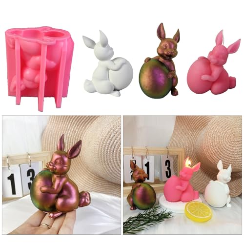 Changtai Silikonformen Gießformen, Ostern Hase Silikonformen Eierform Kaninchen Silikonform Hasenform Epoxidharz Formen Handwerk Silikon Gießform für Sojawachs Kerzen DIY-Geschenke von Changtai