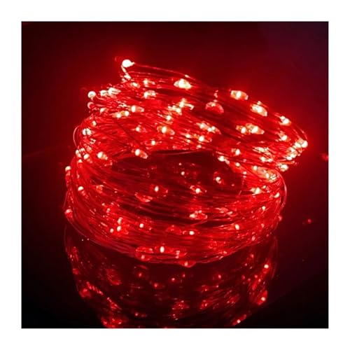 USB-betriebene Lichterkette im Freien, wasserdichte Girlande for Weihnachtsfeier, Hochzeit, DIY-Dekoration(Red,1 m) von Changyina