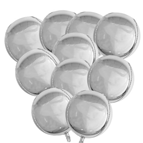 10 Pcs Helium Luftballons Silber Discokugel Deko Luftballons Groß Diskokugel Party Deko Luftballons Geburtstag Happy Birthday Deko Tortendeko Geburtstag Mini Discokugel Disco Kugel Disco Ball von ChanraingYee