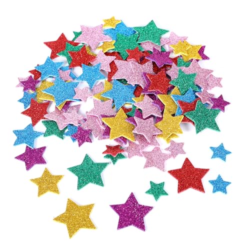 450 Stück Sterne Sticker Moosgummi Glitzer, Sternaufkleber, Glitzersticker, Sterne zum Basteln, Star Moosgummi Selbstklebende, Moosgummi Sticker, Glitzerkleber für Kinder, Sterne Basteln von ChanraingYee